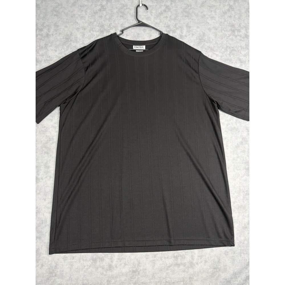 KingSize Mens 3XLT Black Short Sleeve Ribbed Shirt Rayon Blend Big Tall 3XL Tall